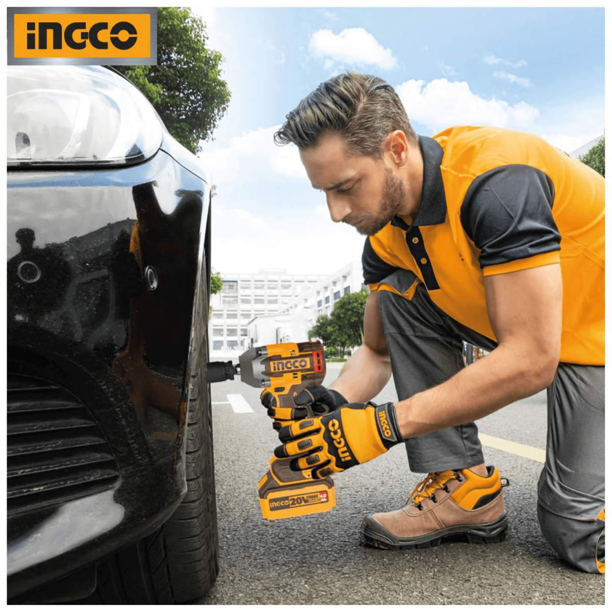 COMBO TALADRO INALAMBRICO 20 BRUSHLESS + LLAVE DE IMPACTO  INGCO4