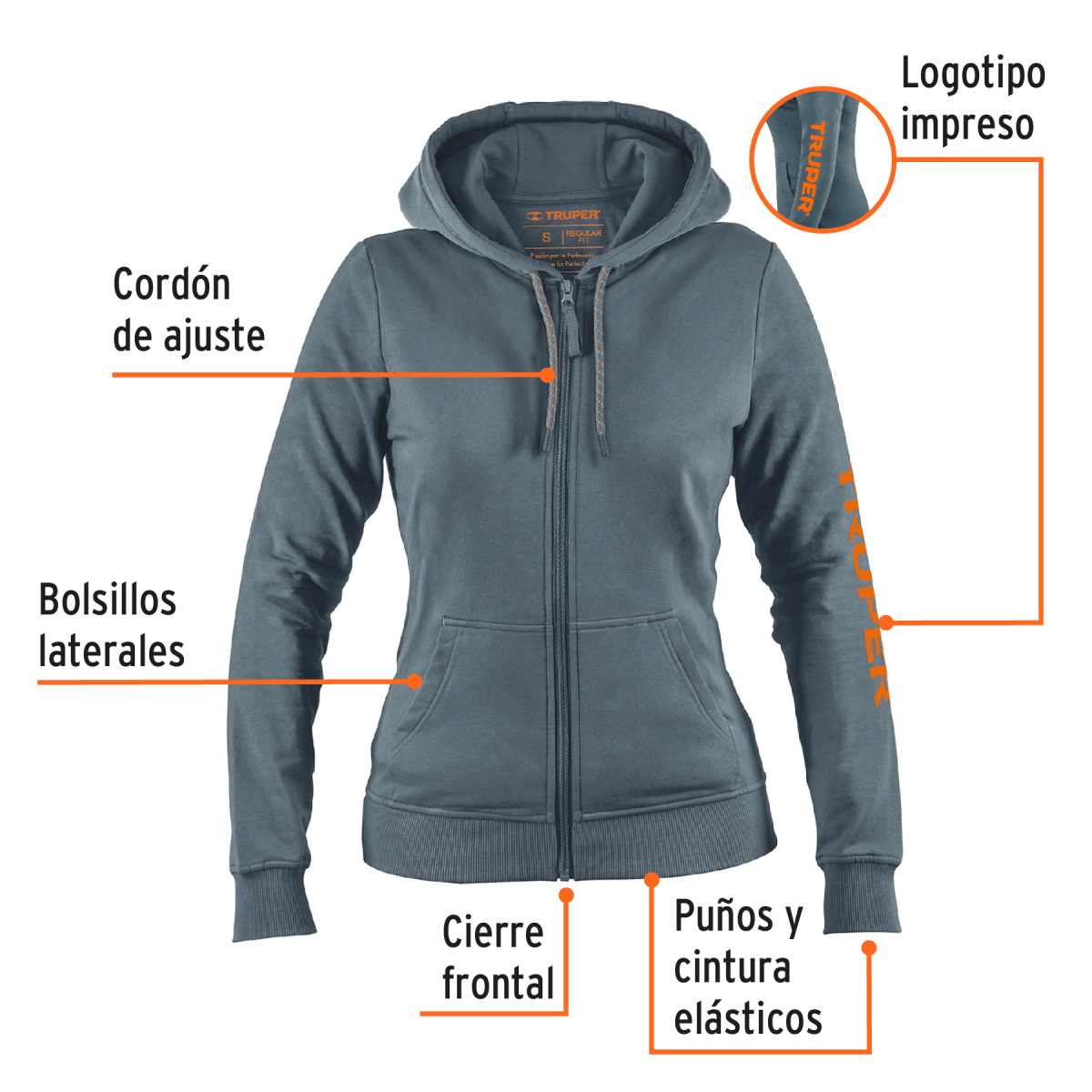 Sudadera gris para dama, Truper2