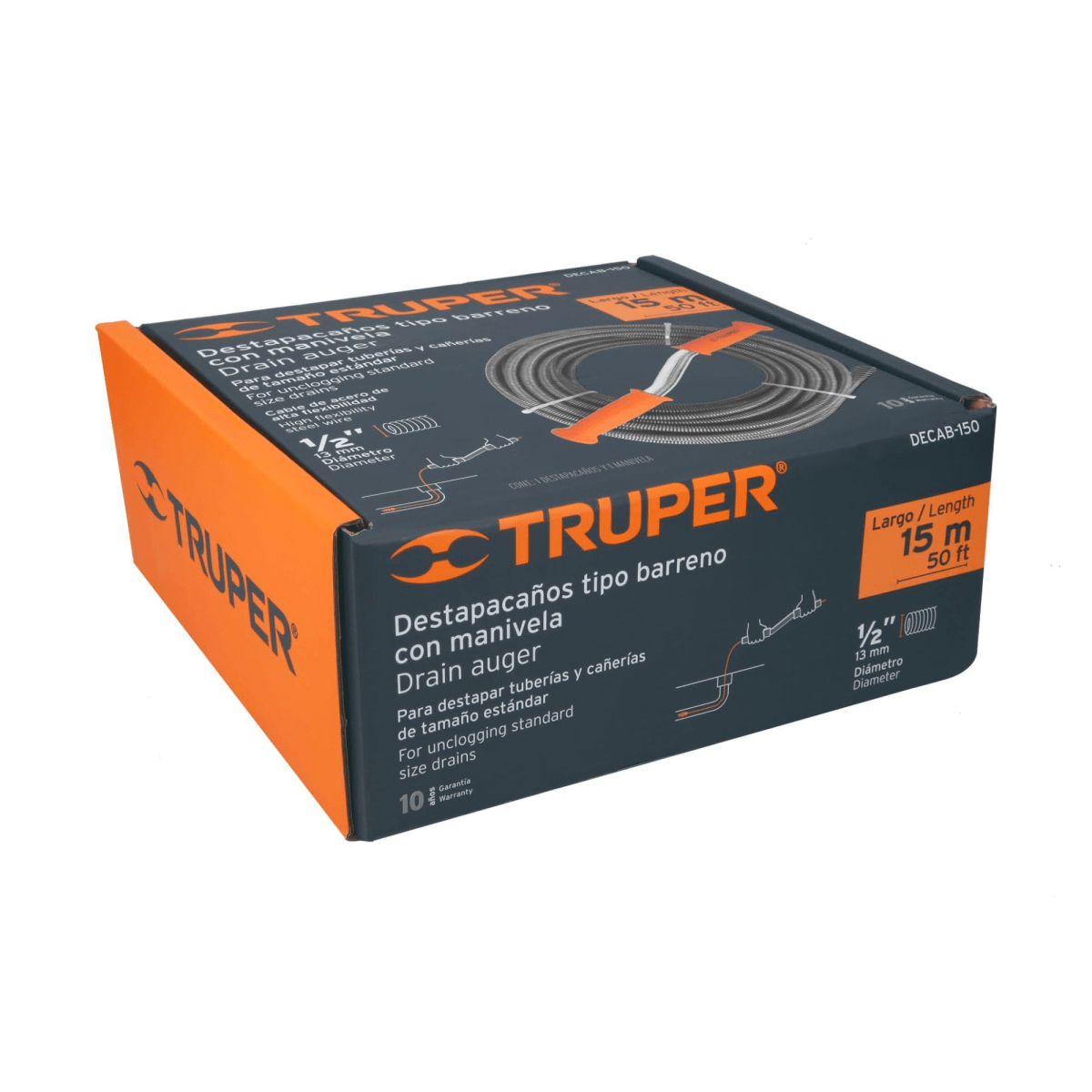 Desatorador de drenaje y tuberías de 15 m tipo barreno con manivela2