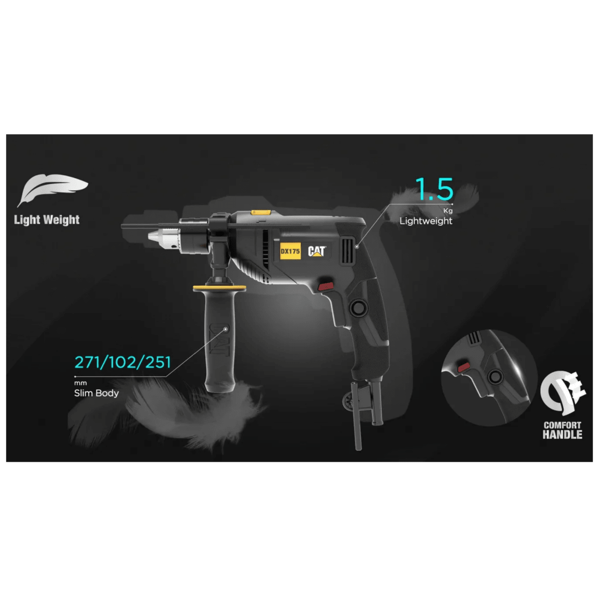 Taladro percutor velocidad variable 600W DX175 CAT2