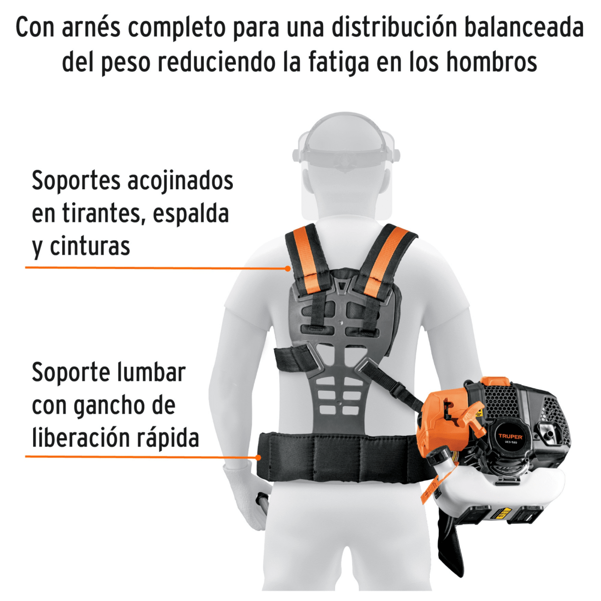 Desbrozadora podadora motoguadaña 2HP gasolina 18 Pulgada Truper3