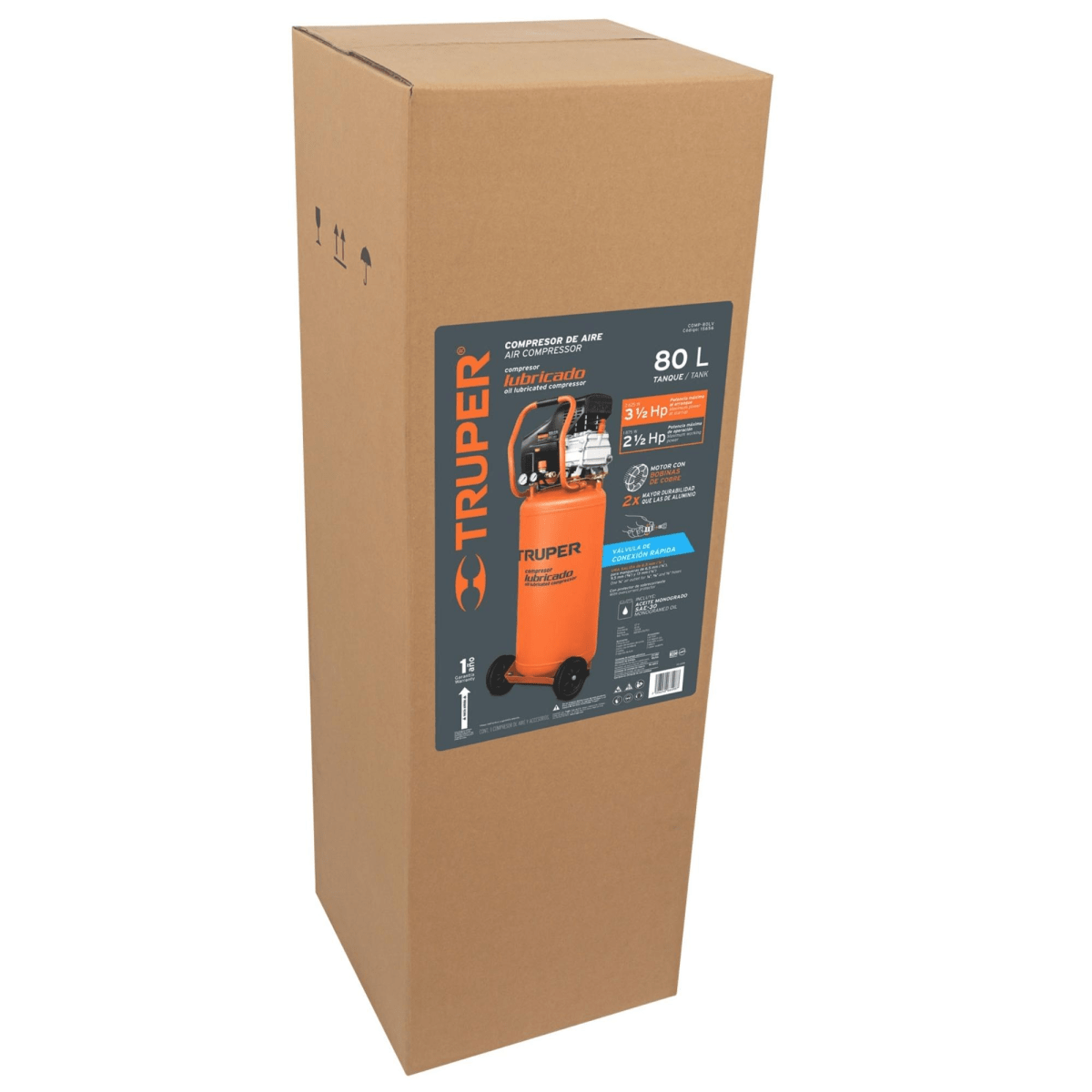 Compresora de aire 80Lt vertical, 3-1/2HP  Truper4