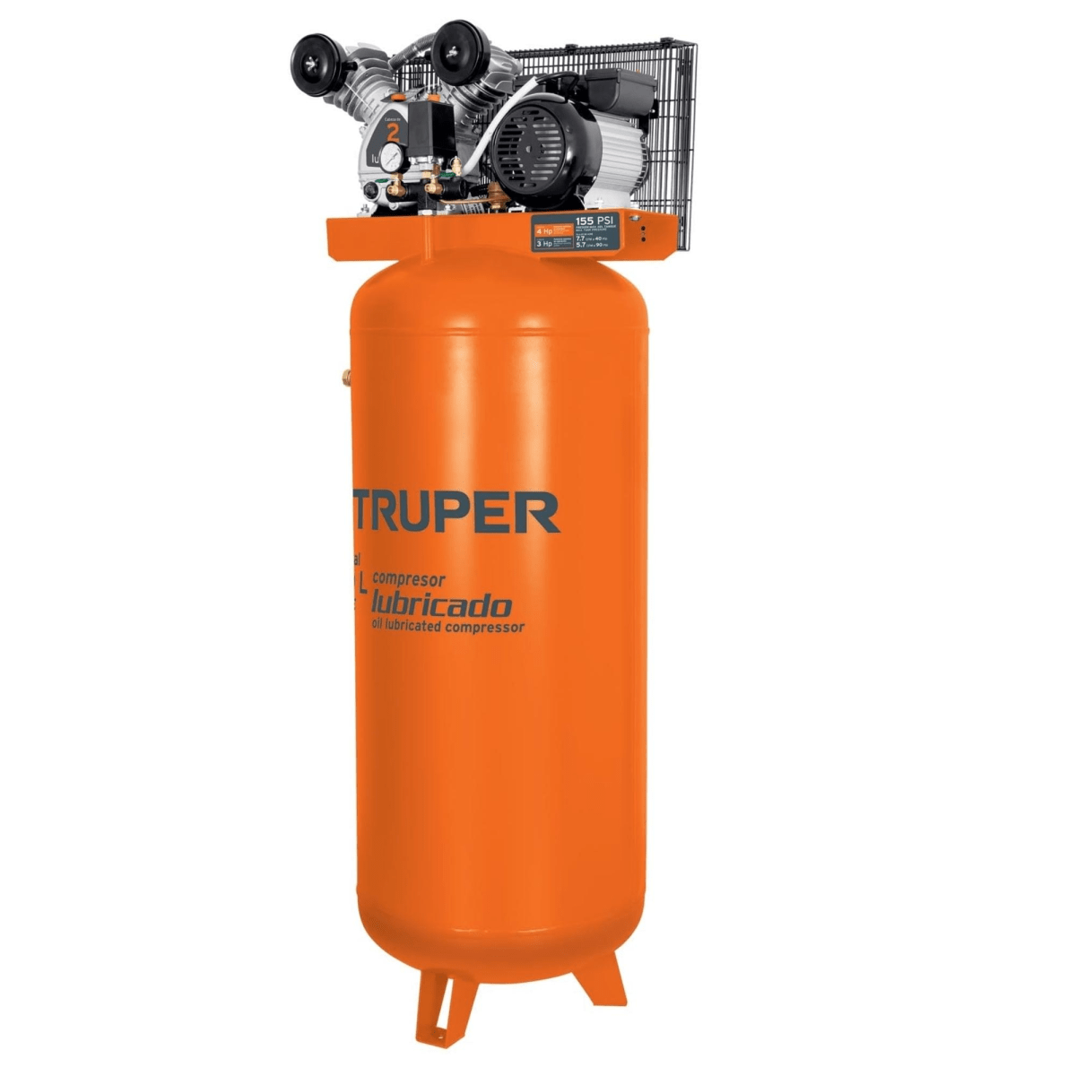 Compresora de aire 240L lubricada de banda vertical Truper1