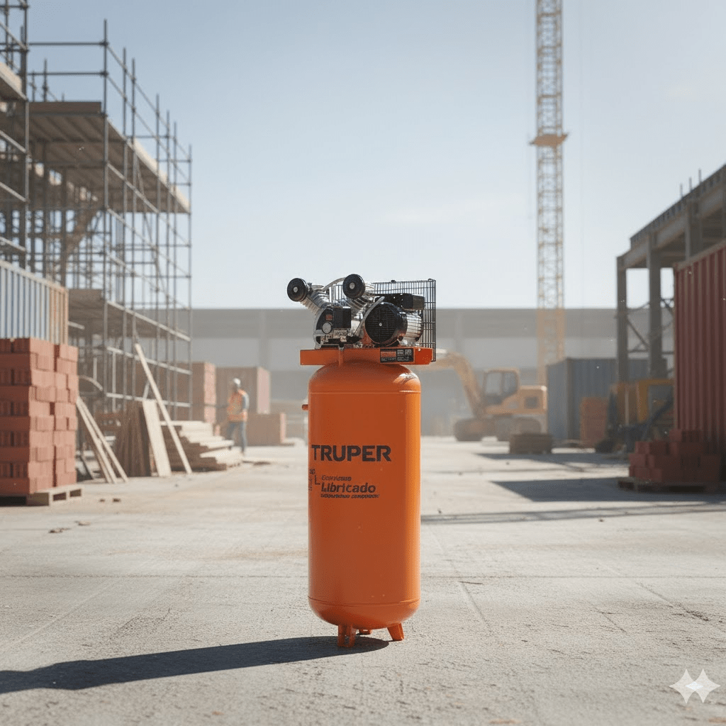 Compresora de aire 240L lubricada de banda vertical Truper2