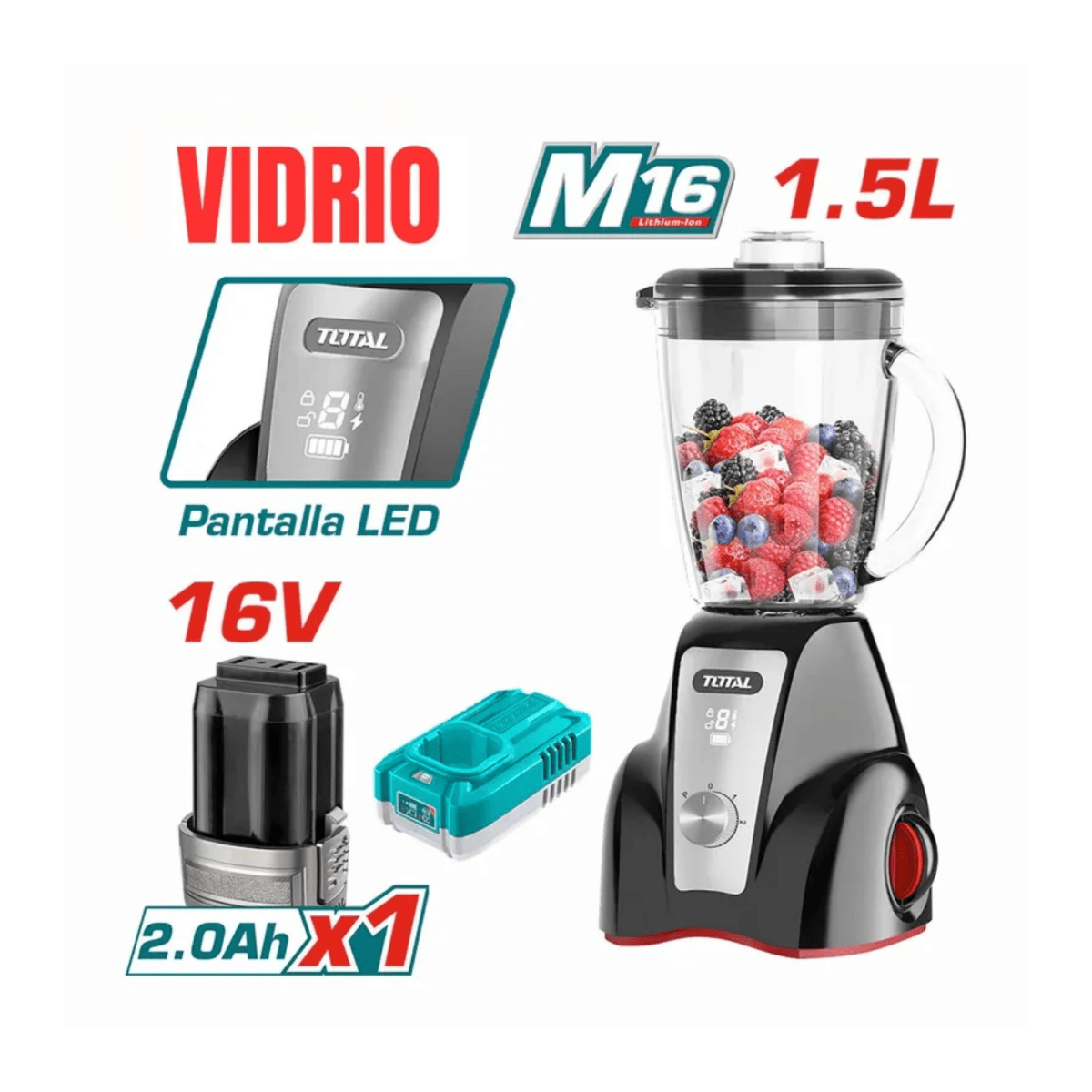 Licuadora inalambrica 16V con pantalla LED batería y cargador2
