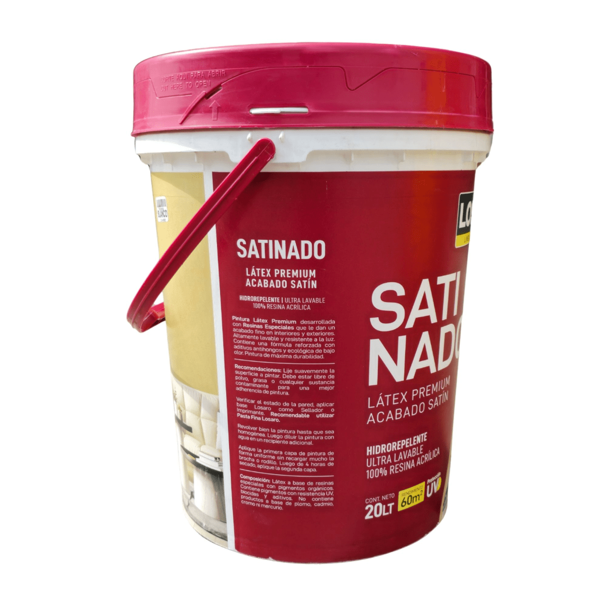 Pintura Látex Premium Satinado Losaro 20L 5 Gal Blanco - Anti hongos3