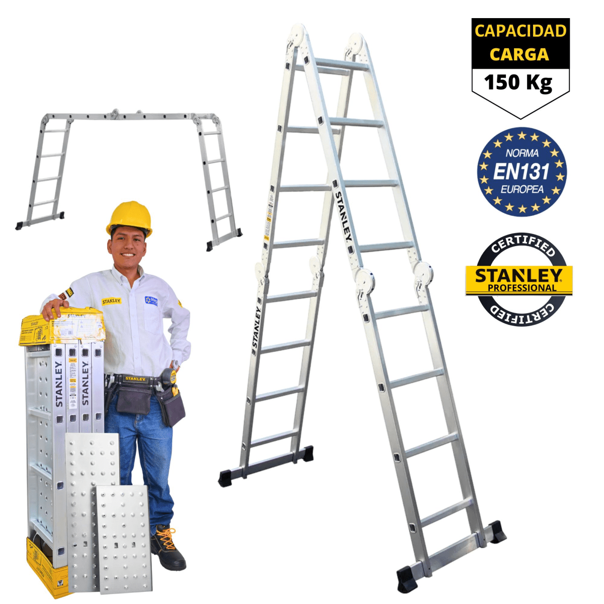 Escalera multiposición 16 peldaños articulada 4X4 STANLEY1