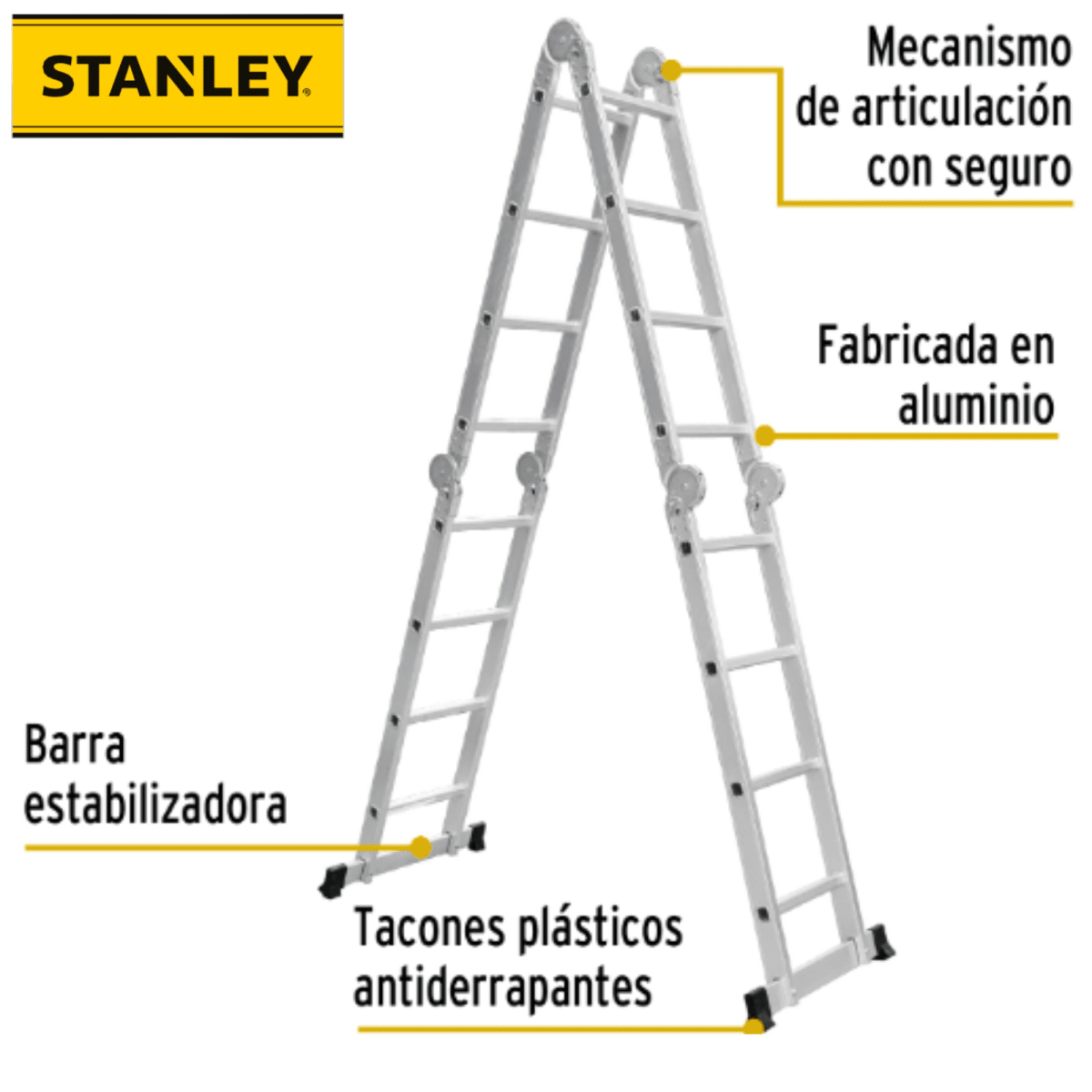 Escalera multiposición 16 peldaños articulada 4X4 STANLEY2