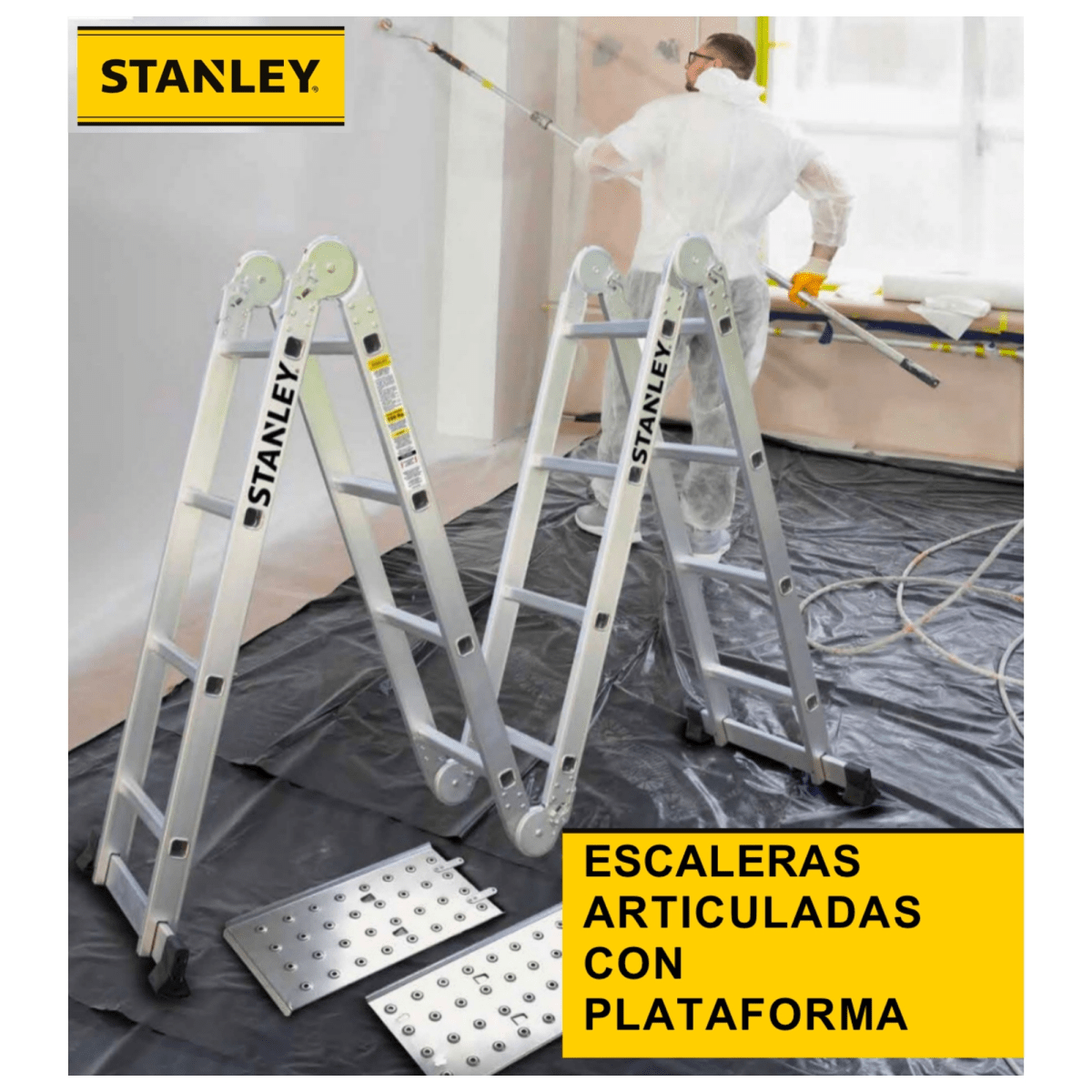 Escalera multiposición 16 peldaños articulada 4X4 STANLEY4