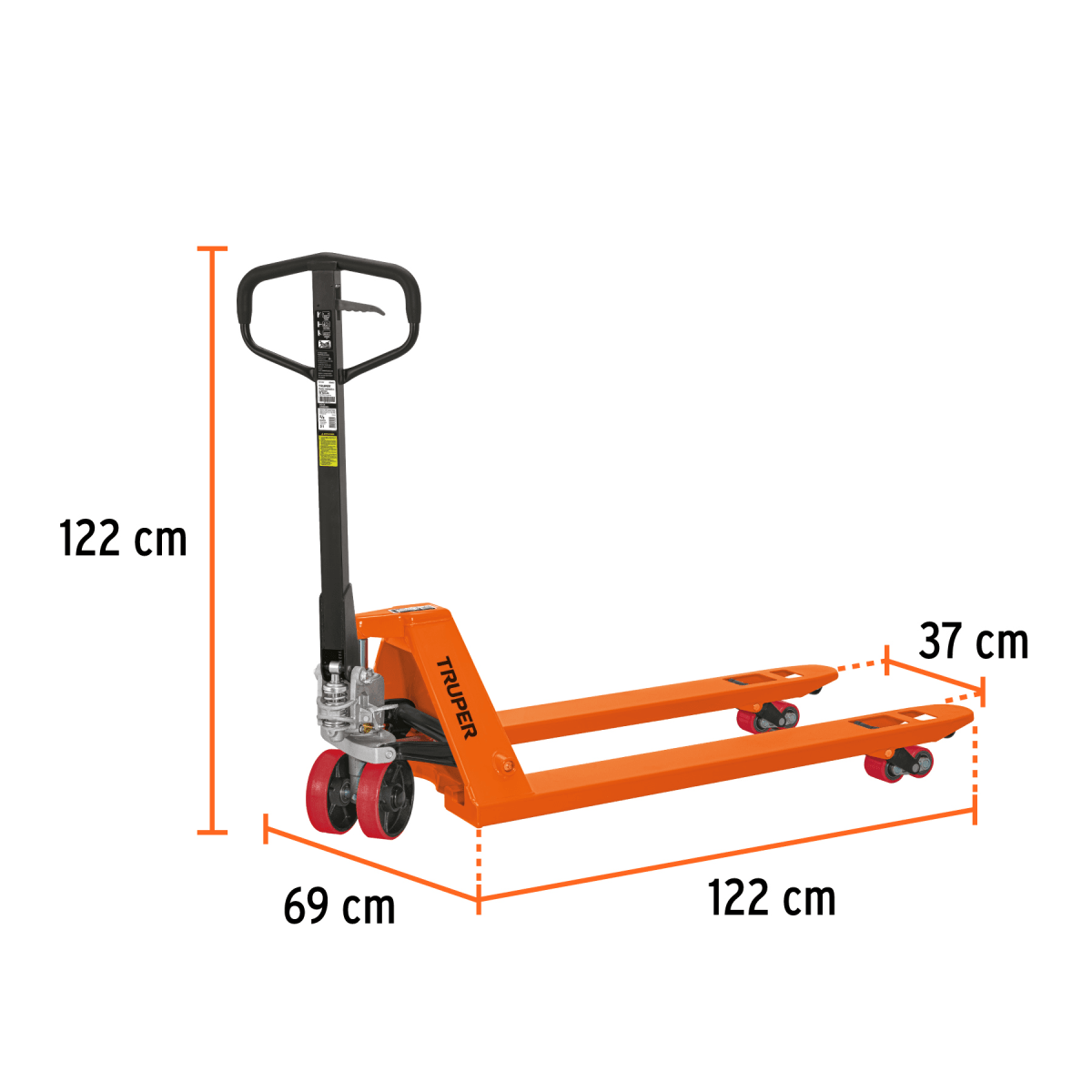 Patín traspaleta 2.5 ton con ruedas de poliuretano, Truper3