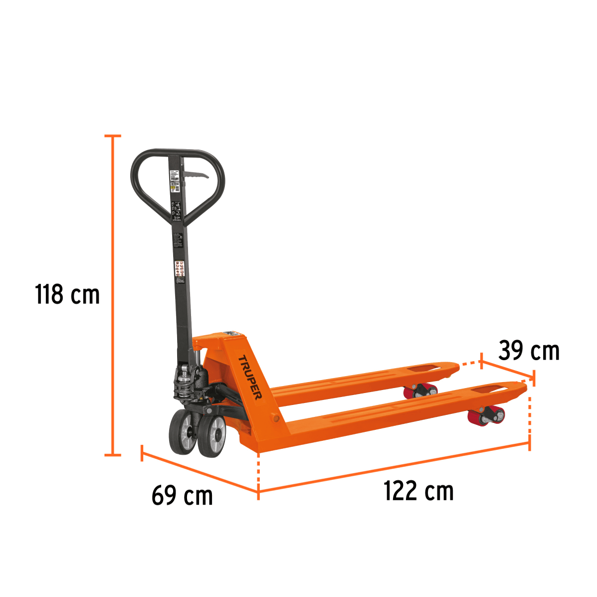 Patín traspaleta / Pato / Parihuela 2 ton con ruedas de hule/poliuretano3