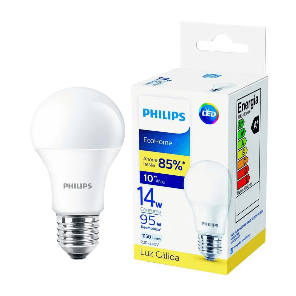 Foco led philips 14w Luz Cálida luz amarilla ecohome philips1