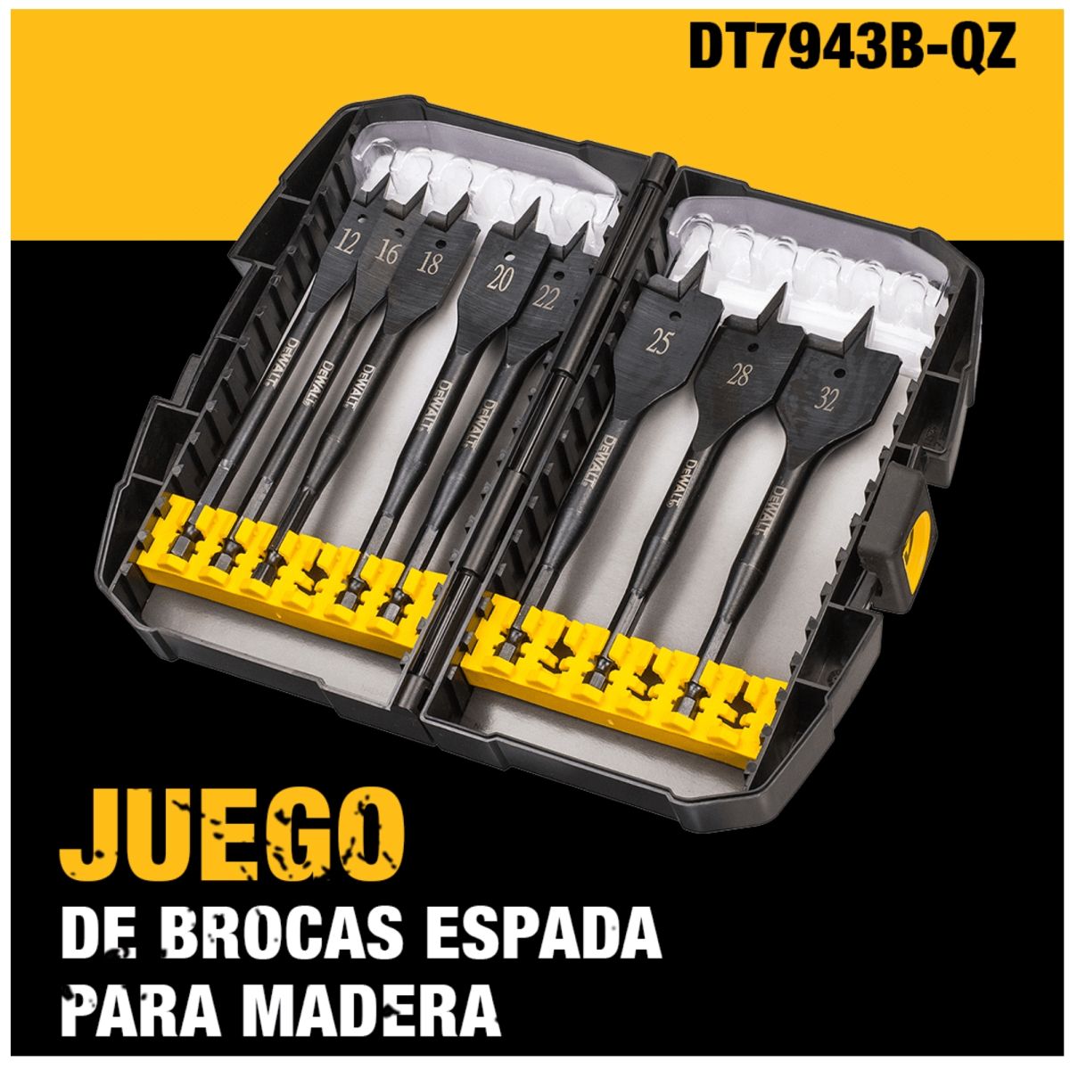 BROCAS PALETA 1/4' HEX 8 PZS PARA MADERA DEWALT3