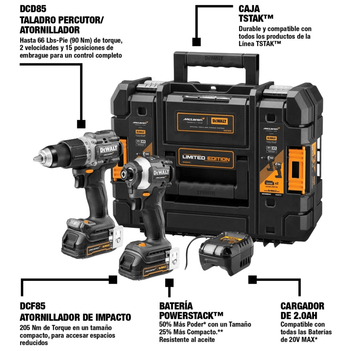 Taladro percutor atornillador de impacto inalambrico Brushless McLaren Dewalt5