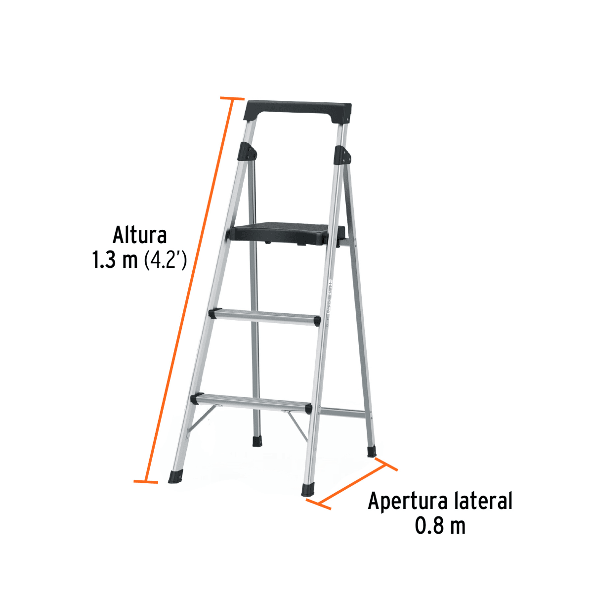Escalera tubular 3 peldaños, plegable - truper2