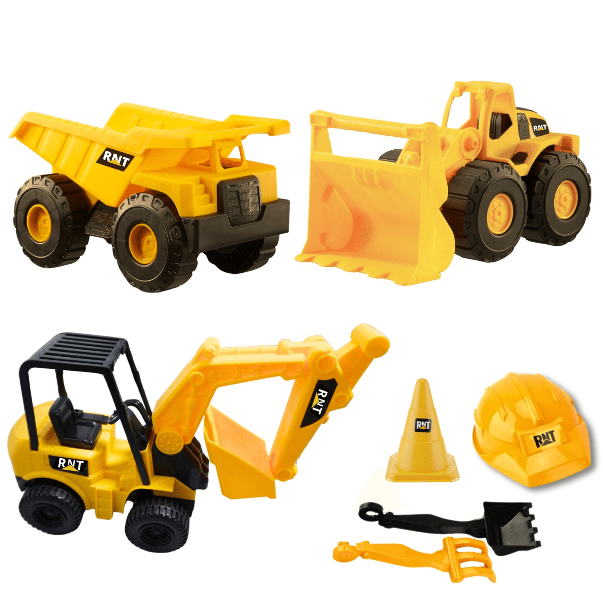 Juguete maquinarias pesadas Excavadora con Casco y Herramientas1