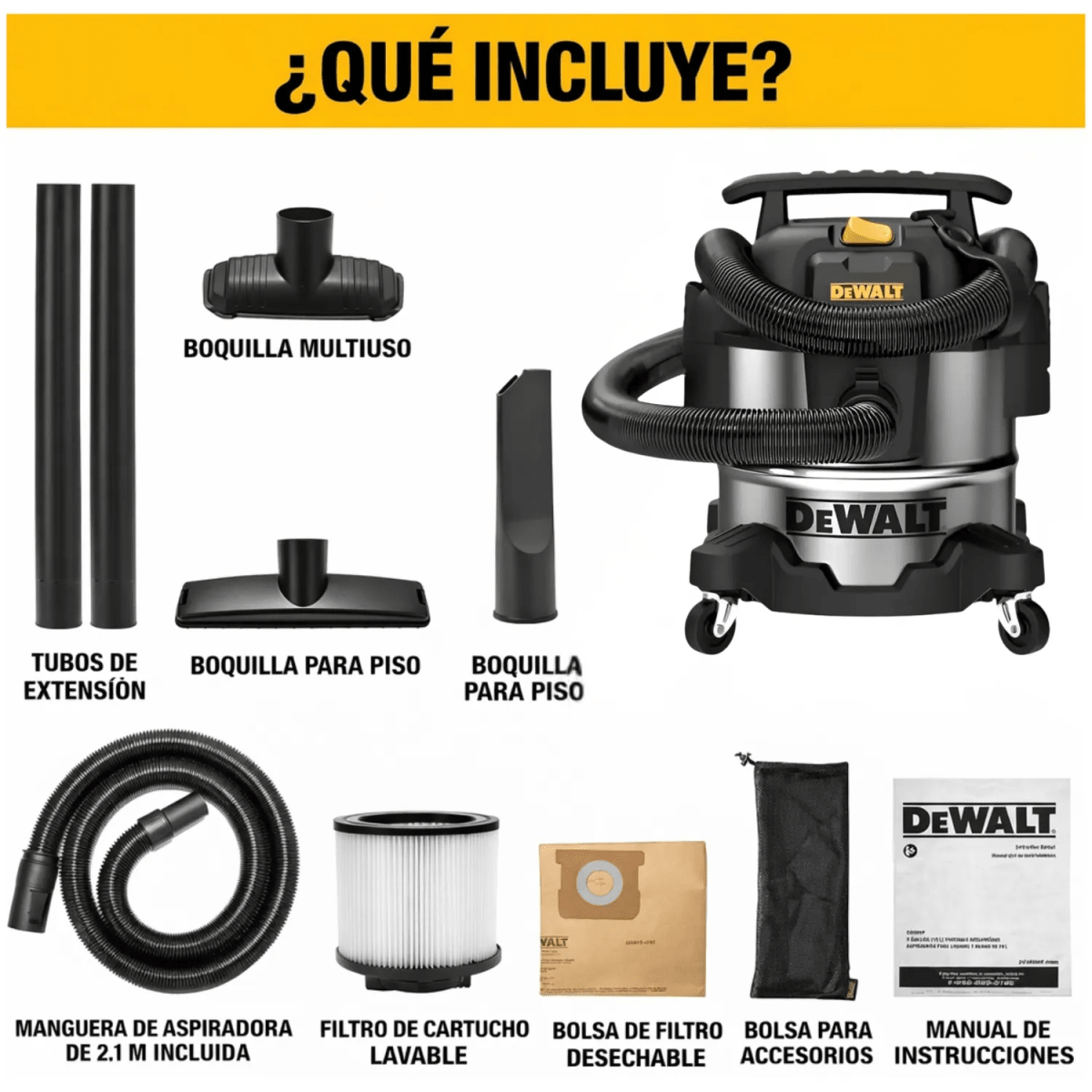 ASPIRADORA SOPLADORA DE POLVO Y LIQUIDO 20L 1050W ACERO INOX6