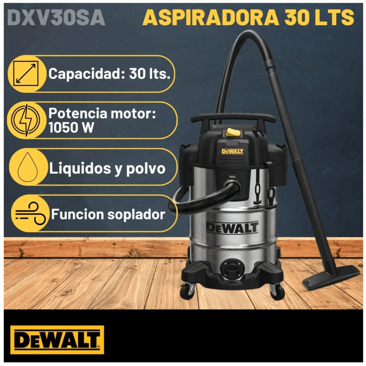 Aspiradora y sopladora de polvo y liquido 30 litros acero inoxidable3