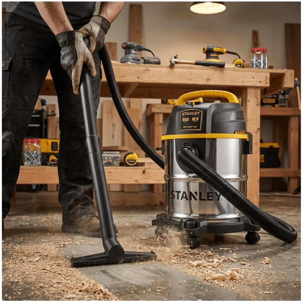 ASPIRADORA DE POLVO Y LIQUIDO ALTA POTENCIA 850W 19 LITROS TANQUE DE ACERO INOXIDABLE STANLEY2