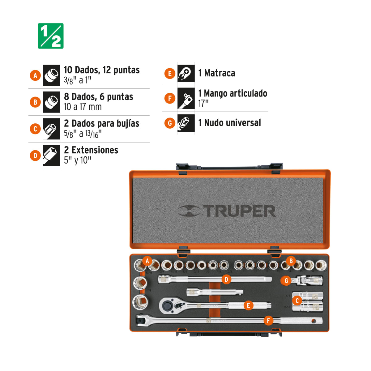 Juego 135 herramientas 1/4
