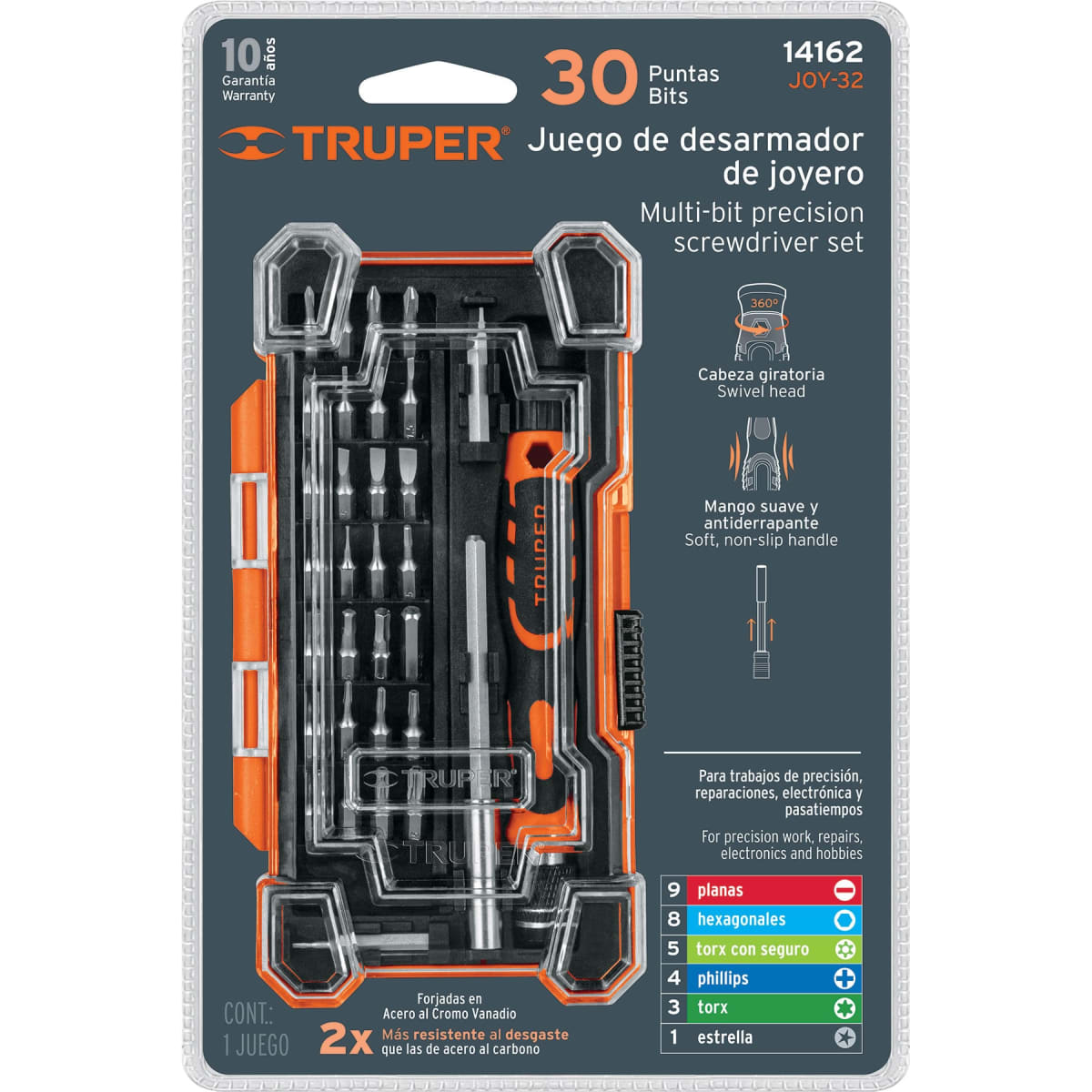 JUEGO DE DESARMADOR DE JOYERO, PARA CELULARES 30 PUNTAS - TRUPER4
