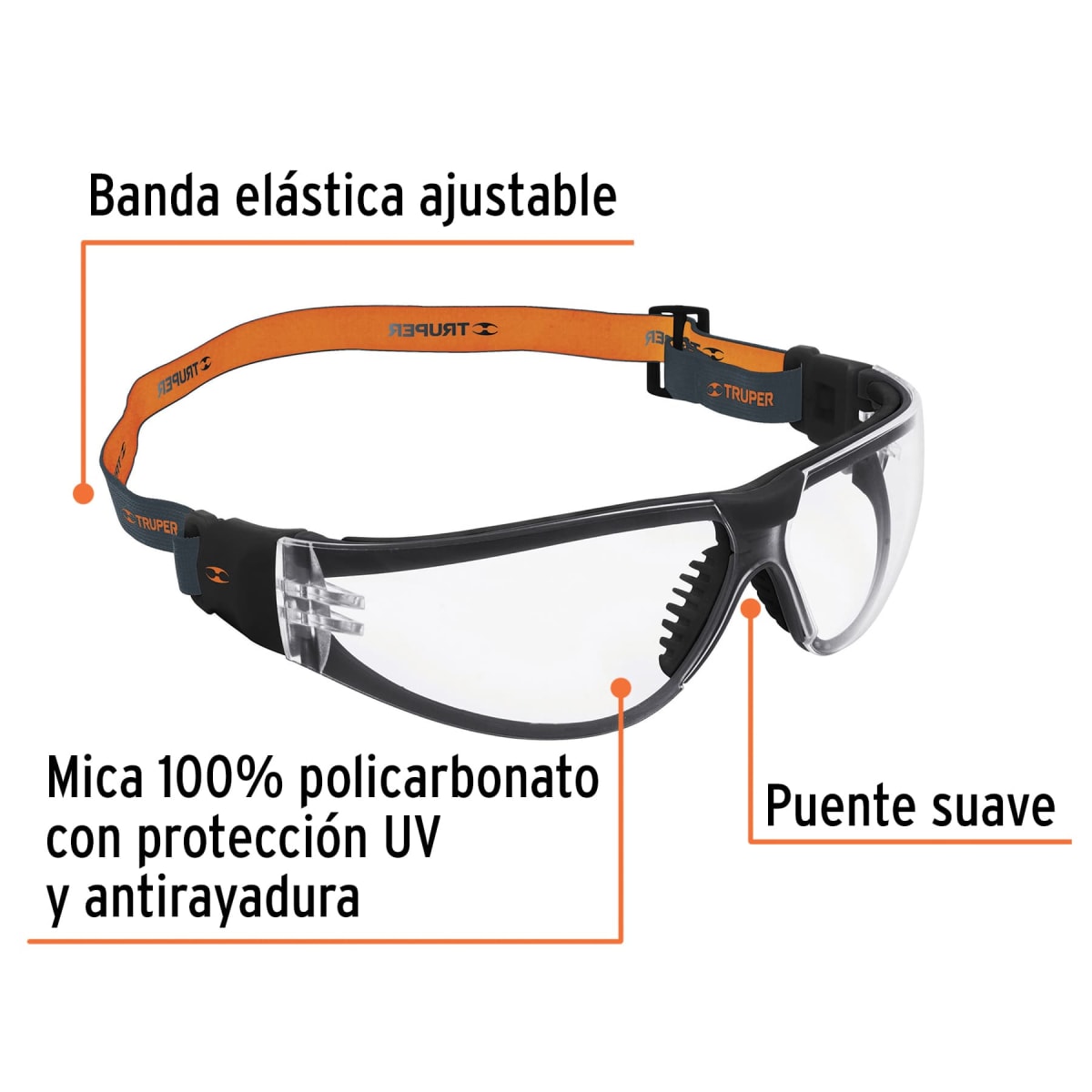 Lentes de seguridad transparente banda elástica2