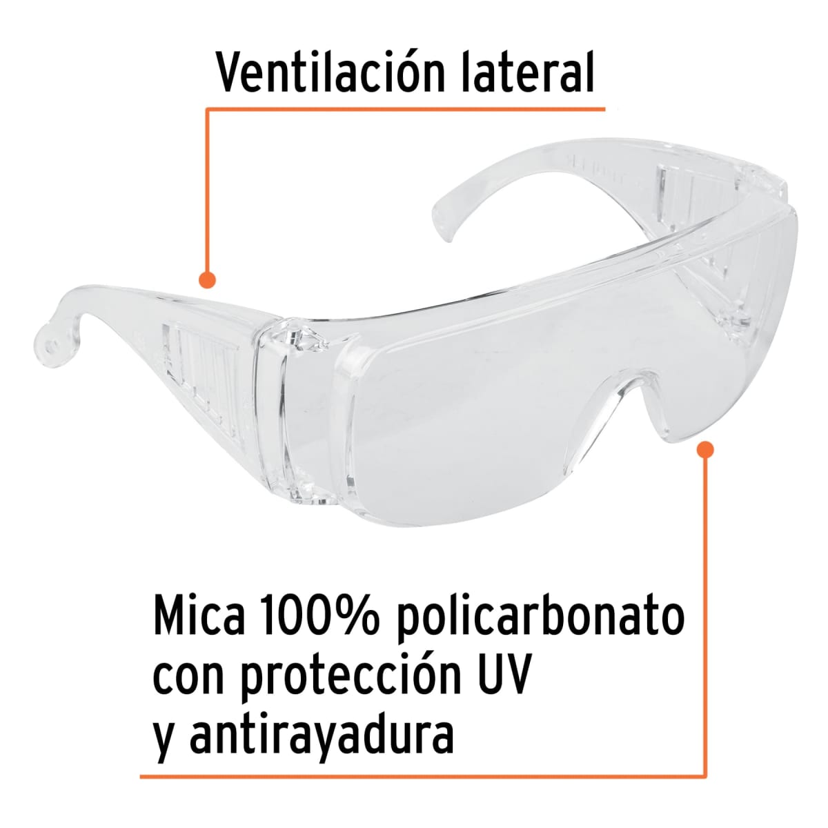Lente de seguridad con ventilación truper safe - transparente2