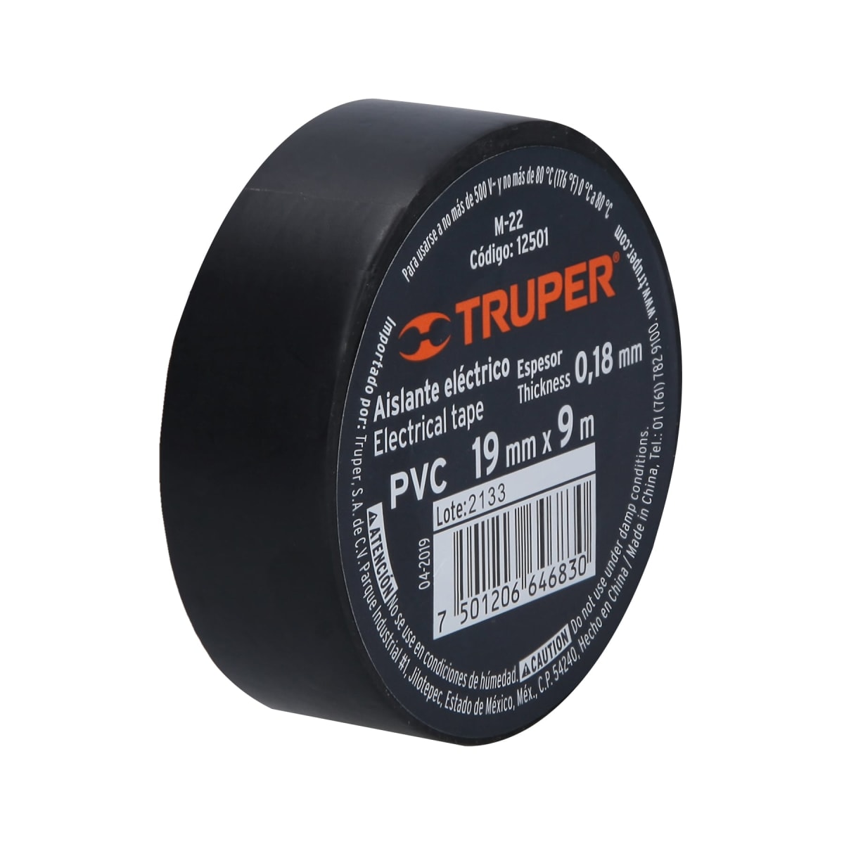 Cinta aislante truper 19mm x 9m - NEGRO1
