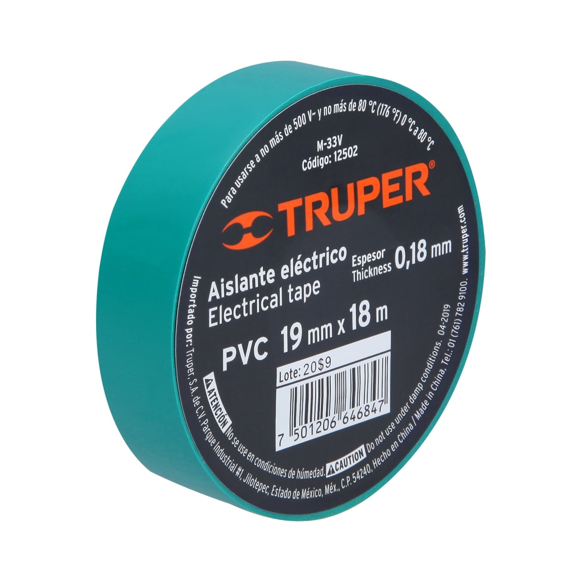 Cinta Aislante verde 19mm x 18m Truper Expert1