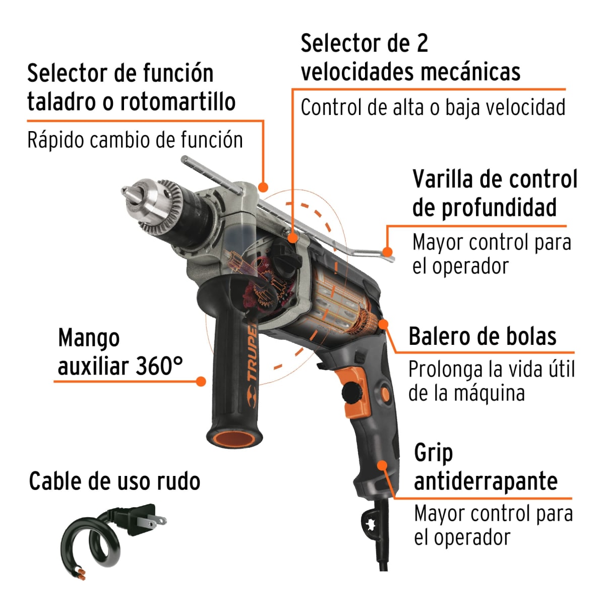 Taladro Industrial Rotomartillo 1/2
