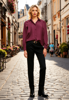 Blusa basica 3/4 burdeo Brasil OI25