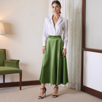 Falda italiana larga satin colores PV24