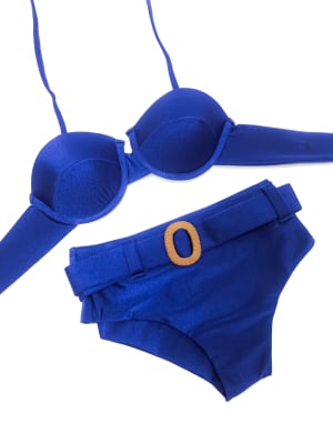 Bikini Tiro Alto Strapless Mujer Satinado