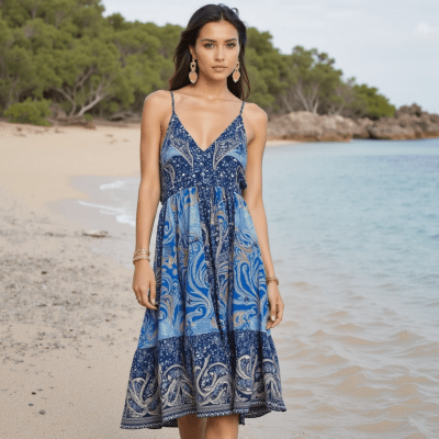 Vestido corto seda india puntas SH PV23