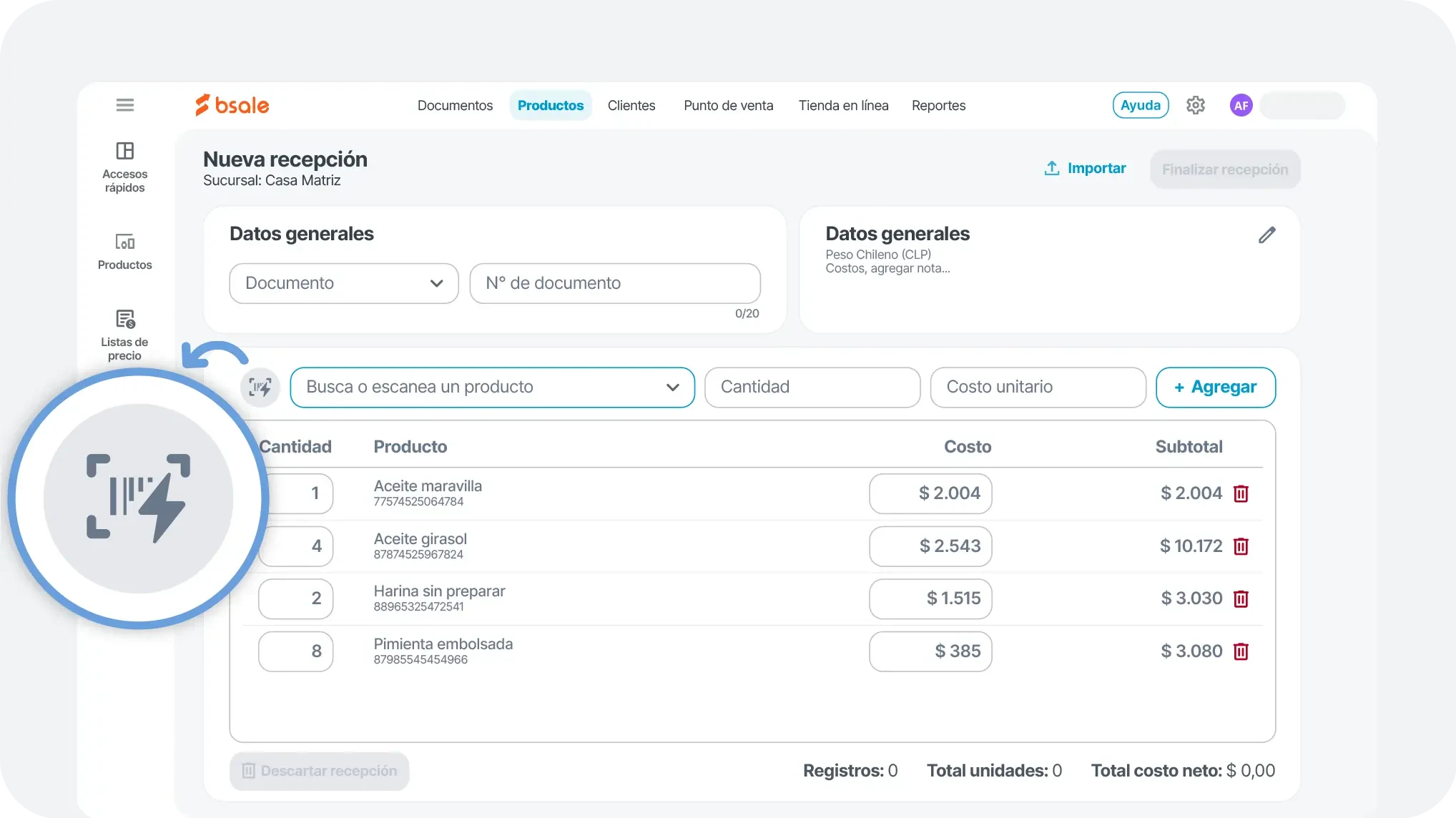Bsale Alerta de stock