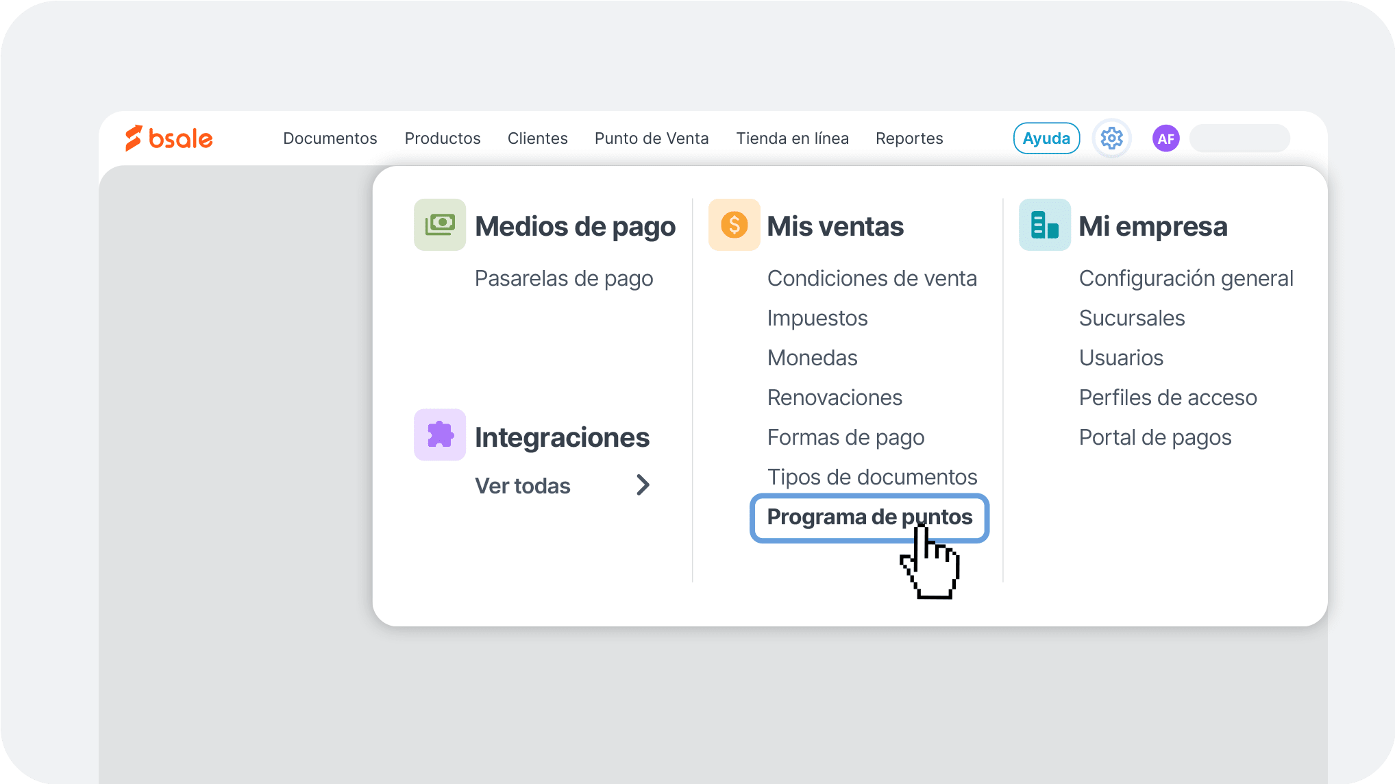Nuevo menú de Bsale con navegación simplificada