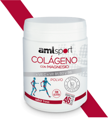 COLAGENO CON MAGNESIO + VIT.C + VIT.B1.B2.B6 Sabor fresa (350 gr) - Polvo AMLSPORT