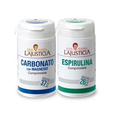 PACK NUTRICIÓN CARBONATO DE MAGNESIO (75 comp.) - ESPIRULINA (160 comp.)