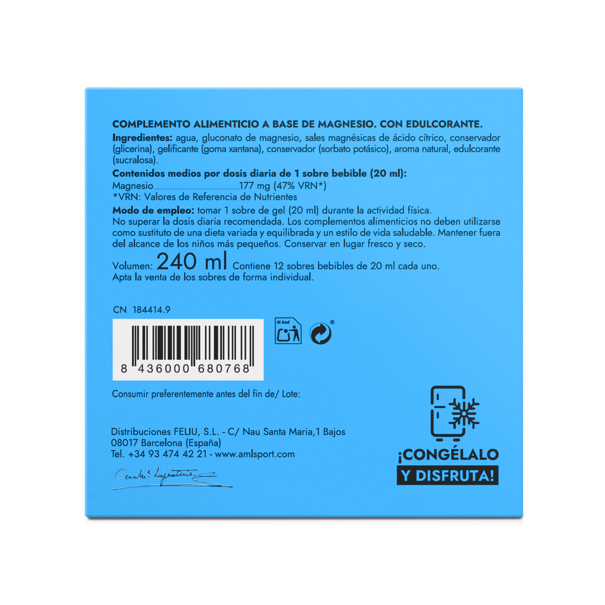 MAGNESIO TOTAL GEL Sabor limón (1 sobres de 20ml) amlsport2