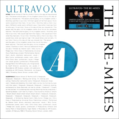 Ultravox - The Re-Mixes [2LP] (Clear Vinyl, RSD)1