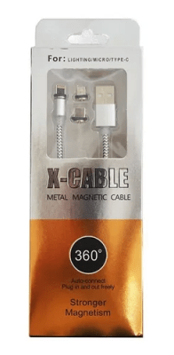 Cable Imán 3 en 1 360ºde IPhone/V8/Tipo C X-CABLE3