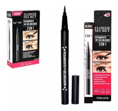 Delineador Mágico 2 En 1 Pegamento + Delineador Negro