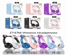 Audífonos Bluetooth Oreja De Gato P47 Luz Rgb1