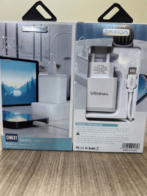 Cargador Treqa 2 USB con Cable Tipo Iphone1
