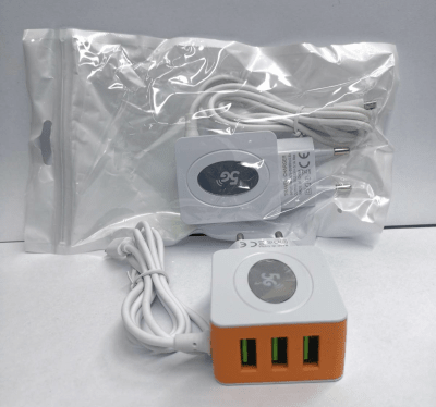 Cargador 3 USB con cable V8 en bolsa
