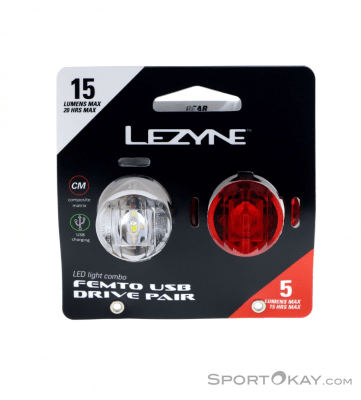 SET DE LUCES FEMTO USB DRIVE PAIR BLACK LEZYNE1