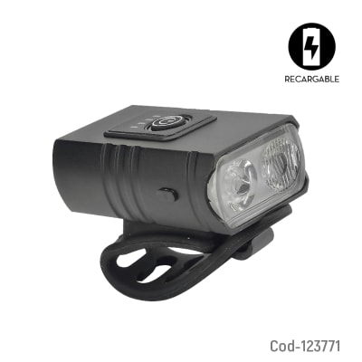 Luz 2 LED Delantera, Recargable, Con 6 Tipos De Luz, Para Bicicleta
