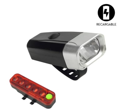 Kit Luces LED Delantera Y Trasera Recargable Para Bicicleta, TQ-605