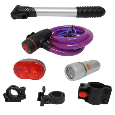 Set Bicicleta Luz Delantera Trasera Candado y Bombin Vision1