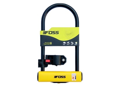 Candado FOSS U-Lock 110x230mm Black/Yellow .Doble anclaje. Nivel de Seg 8